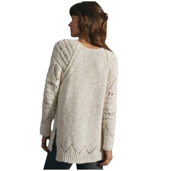 ANTHROPOLOGIE Pilcro Luna Pointelle Sweater Cream - Picture 14 of 14